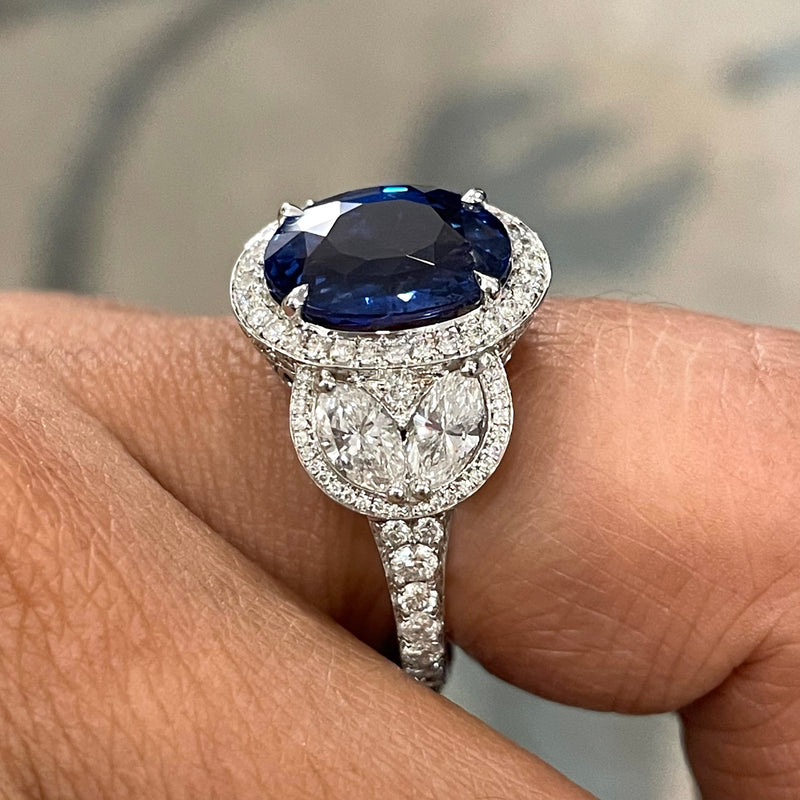 Ice Queen Diamonds & Sapphire Ring (7.51 ct Sapphire & Diamonds) in White Gold