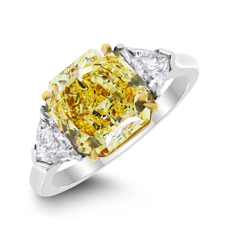 Illuminati Engagement Ring (3.07 ct Cushion Fancy Yellow VVS1 GIA Diamond) in Platinum