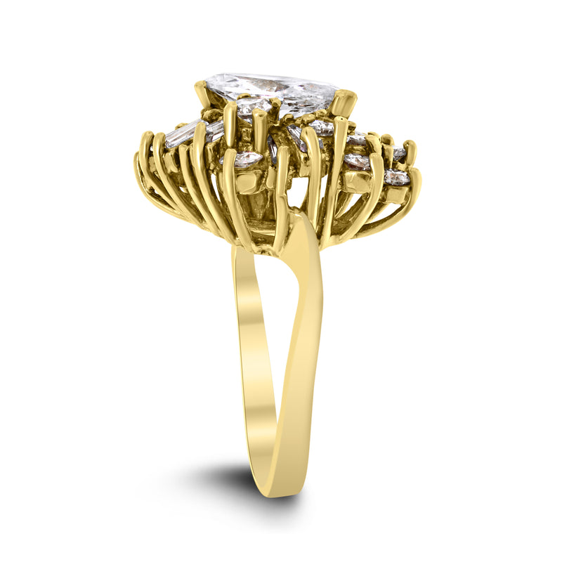 Marquise Cluster Ring (2.00 ct Diamonds) in Yellow Gold