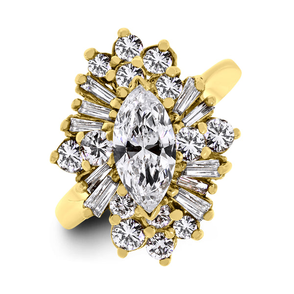 Marquise Cluster Ring (2.00 ct Diamonds) in Yellow Gold