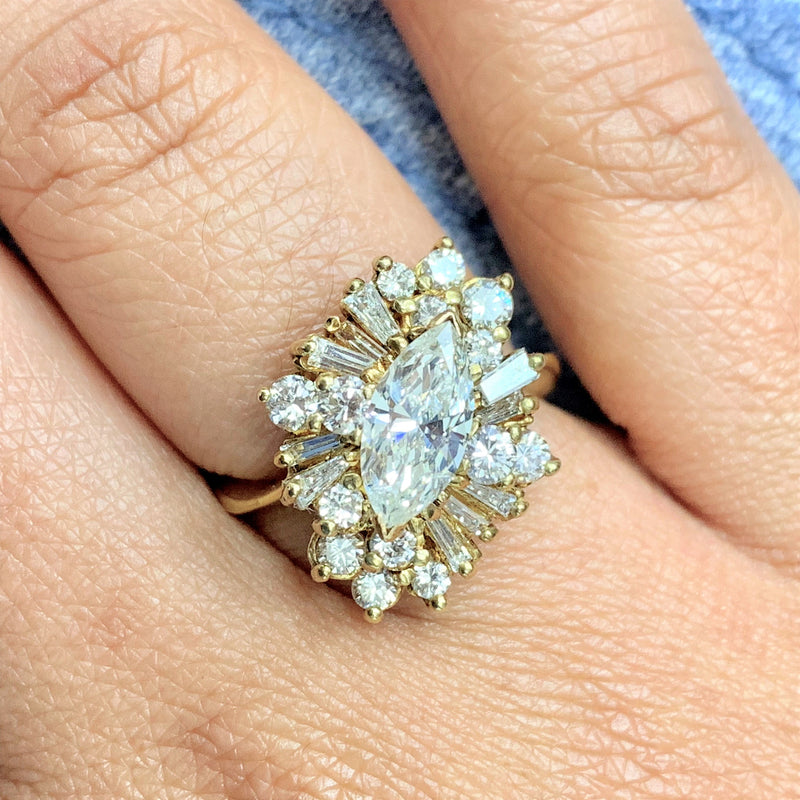 Marquise Cluster Ring (2.00 ct Diamonds) in Yellow Gold