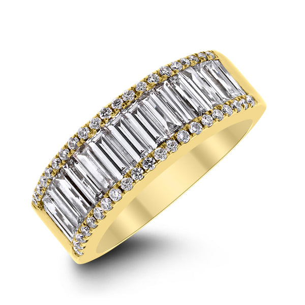 Baguettes & Rounds Diamond Band (1.75 ct Diamonds) in Yellow Gold