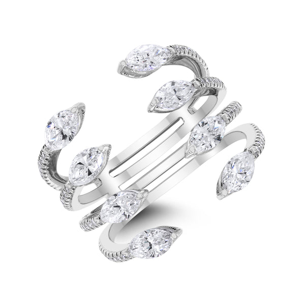 Marquise Peek Ring (1.63 ct Diamonds) in White Gold