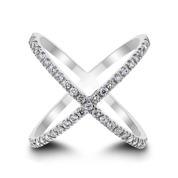 Xena Diamond Cross Ring (0.57 ct Diamonds) in White Gold