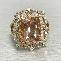 Beauvince Frame Morganite & Diamond Ring (5.35 ct Morganite) in Yellow Gold