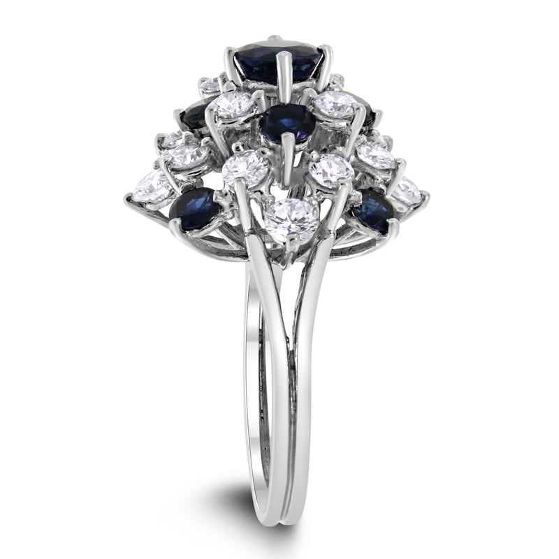 Glory of Snow Ring (2 ct Diamonds & Sapphires) in White Gold