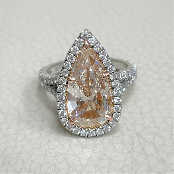 Rose Engagement Ring (3.02 ct Brownish Orange VS1 Diamond) in Platinum