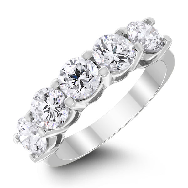 5 Stone Diamond Ring (1.98 ct Diamonds) in White Gold
