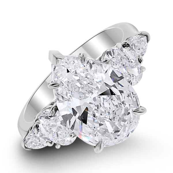 Stories Engagement Ring (3.96 ct Pear Shape FVS2 EGLUSA Diamond) in Platinum