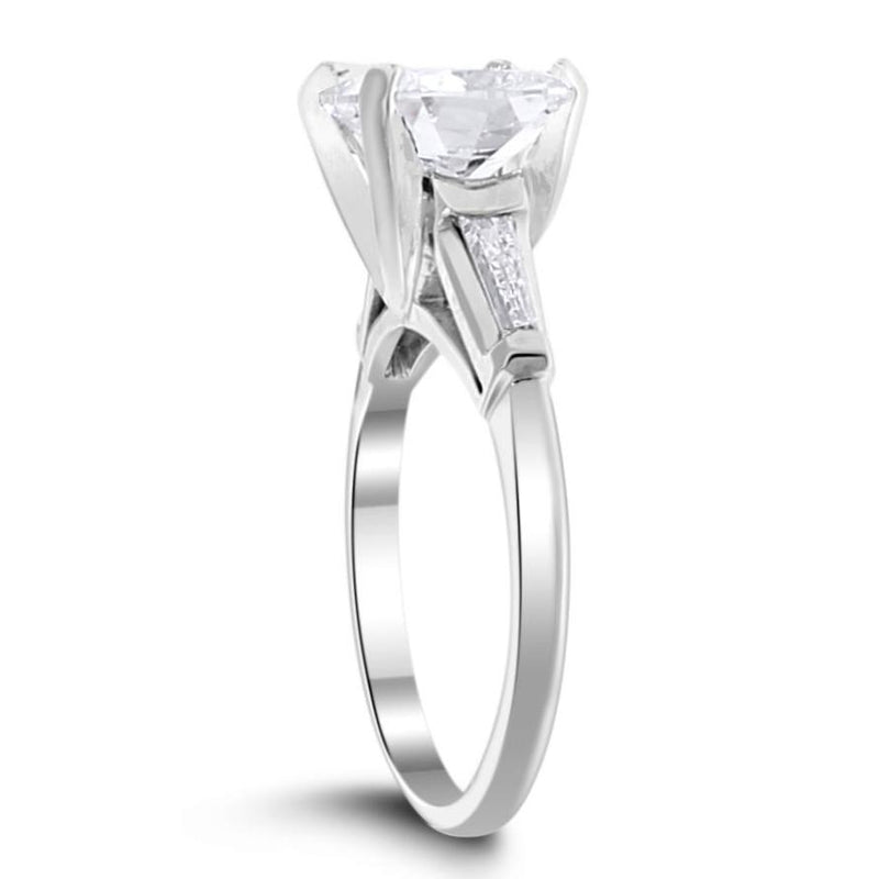 Cushion & Baguettes Engagement Ring (2.10 Cushion GVS1 GIA Diamond) in Platinum