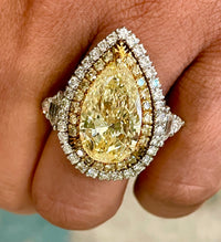 Illumina Ring (8.85 ct Pear Shape Fancy Yellow GIA Diamond) in Platinum