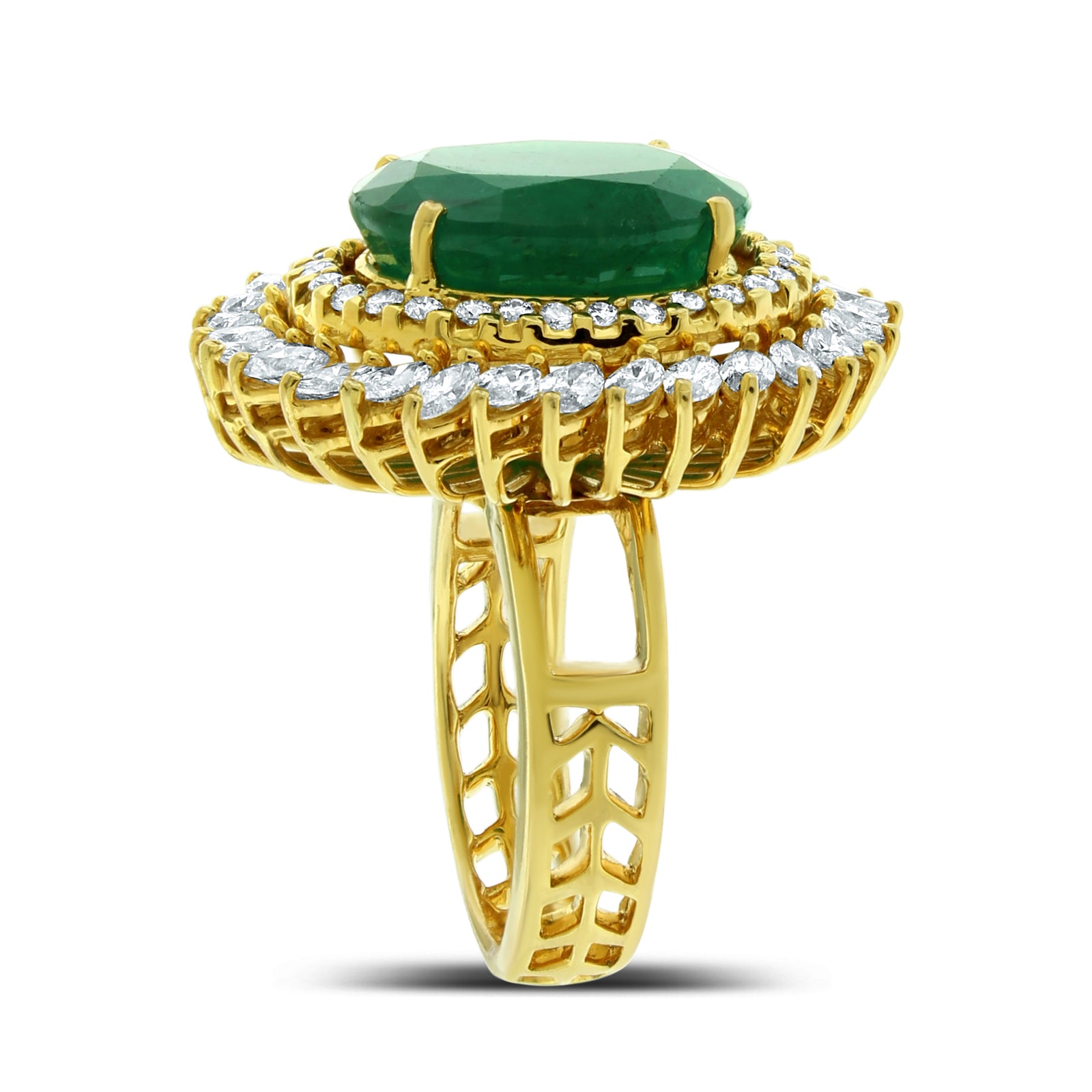 Shanaya Emerald & Diamond Cocktail Ring (8.40 ct Emerald) in Gold 
