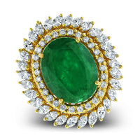 Shanaya Emerald & Diamond Cocktail Ring (8.40 ct Emerald) in Gold