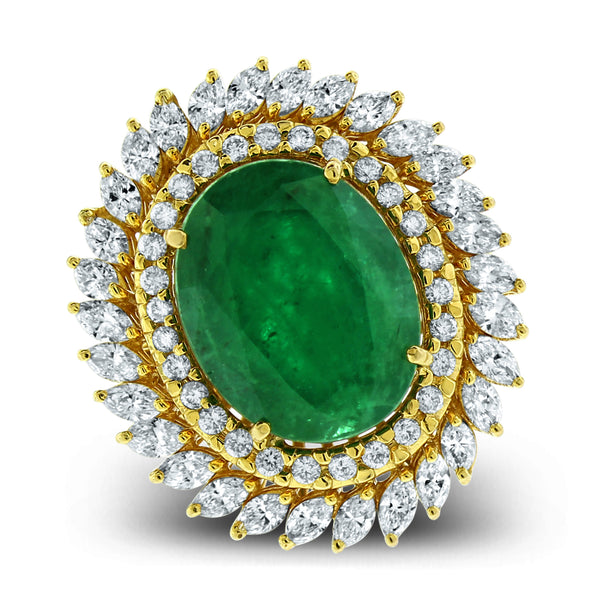 Shanaya Emerald & Diamond Cocktail Ring (8.40 ct Emerald) in Gold