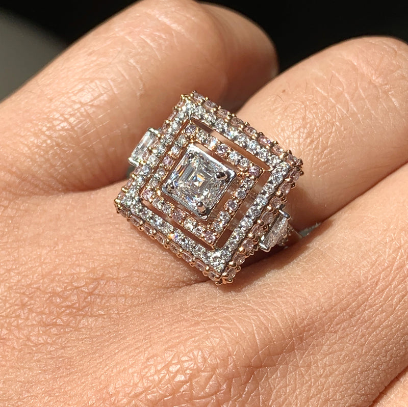 Trina Geometric Halo Diamond Ring (2.02 ct Diamonds) in Gold
