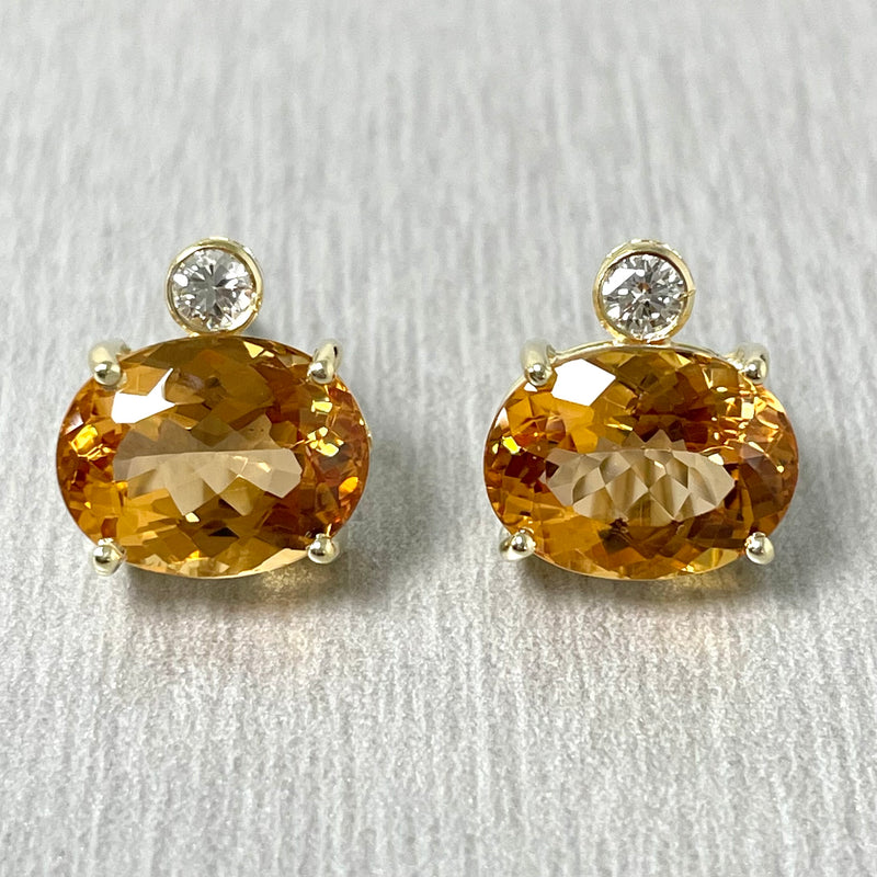 Imperial Topaz & Diamond Earrings in 18K Yellow Gold