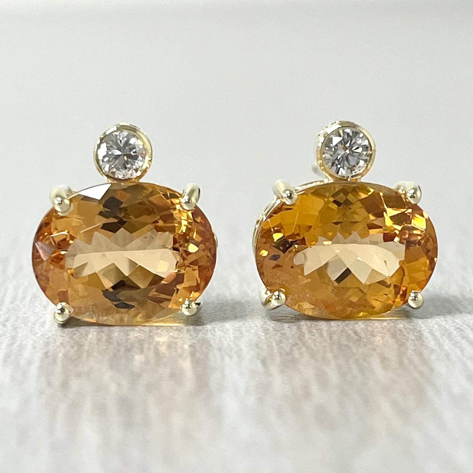 Imperial Topaz Diamond Earrings in 18K Yellow Gold Beauvince Jewelry