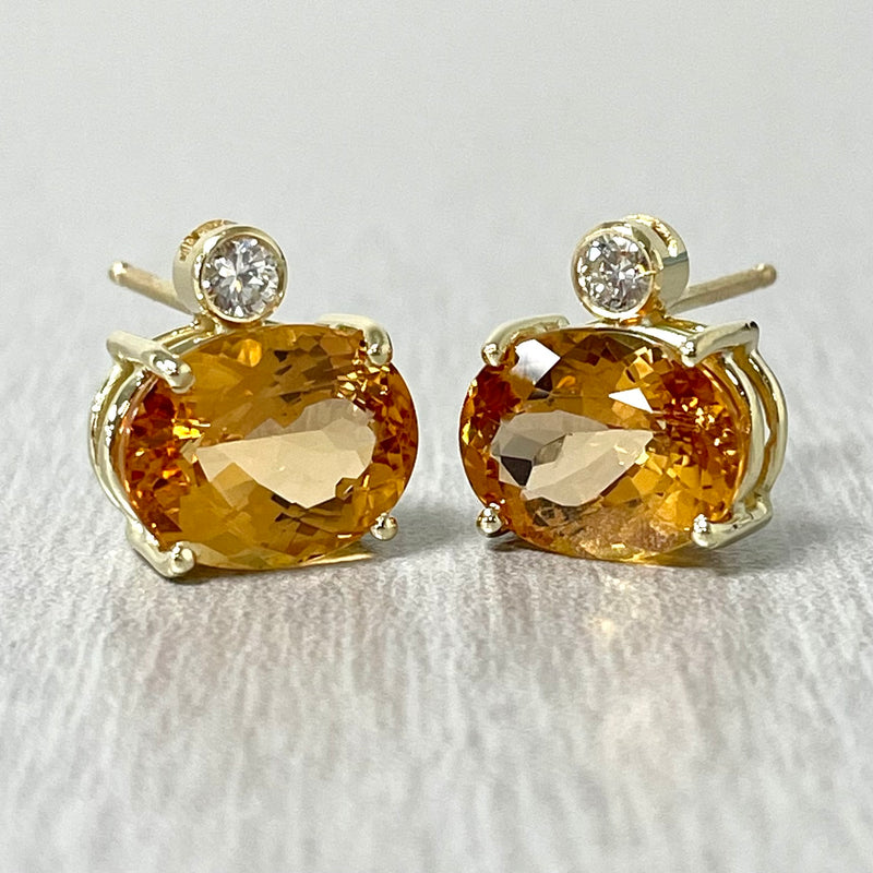 Imperial Topaz & Diamond Earrings in 18K Yellow Gold