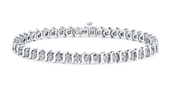 S-Link Diamond Bracelet (1.00 ct Diamonds) in White Gold