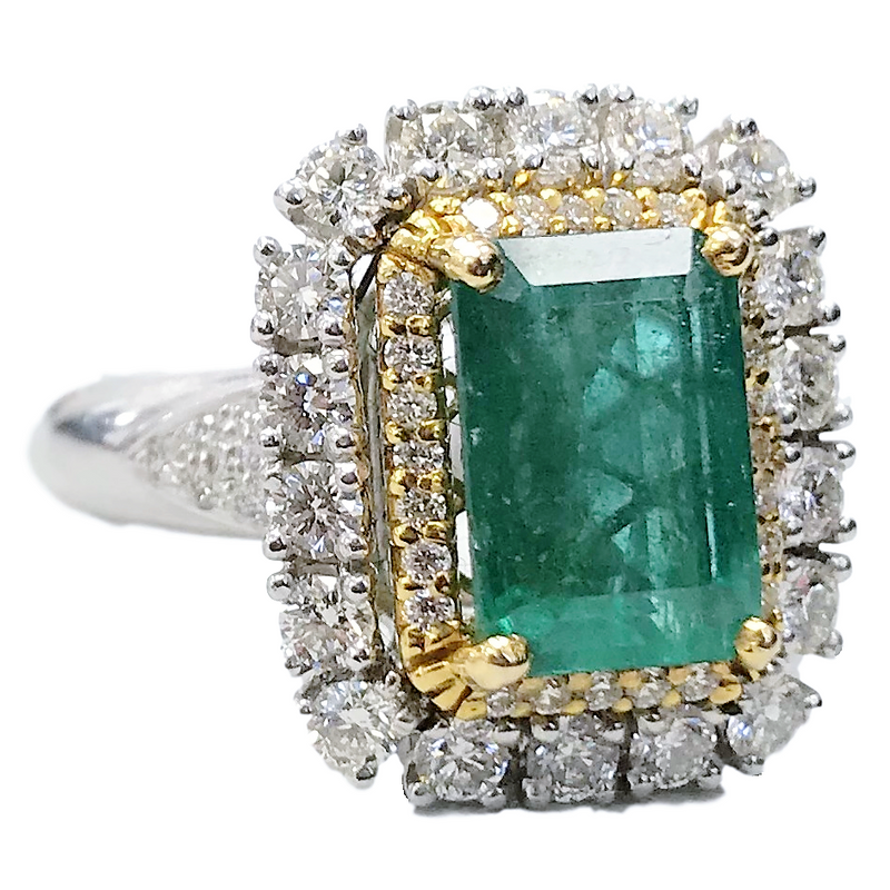 Reign Emerald & Diamond Ring (4.92 ct Emeralds & Diamonds) in Platinum