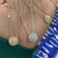 Round Pendant Necklace (0.70 ct Diamonds) in White Gold