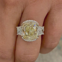 Elan Engagement Ring (9.77 ct Cushion Fancy Yellow VS1 GIA Diamond) in Platinum