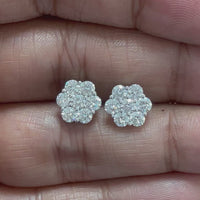Flower Cluster Diamond Studs (1.41 ct Diamonds) in White Gold