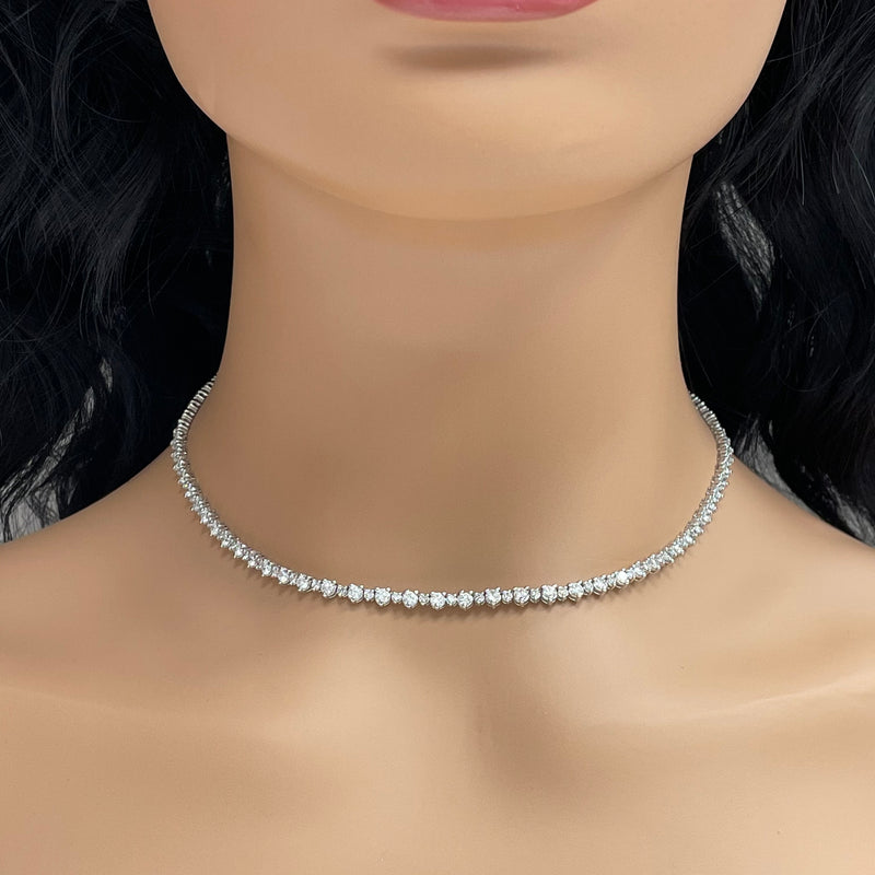 Big & Small Diamond Necklace (6.85 ct Diamonds) in White Gold