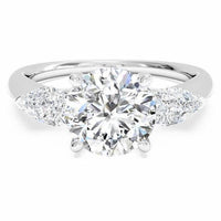 Trinity Engagement Ring (2.25 ct Round HVS1 EGLUSA Diamond) in White Gold