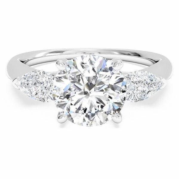 Trinity Engagement Ring (2.25 ct Round HVS1 EGLUSA Diamond) in White Gold